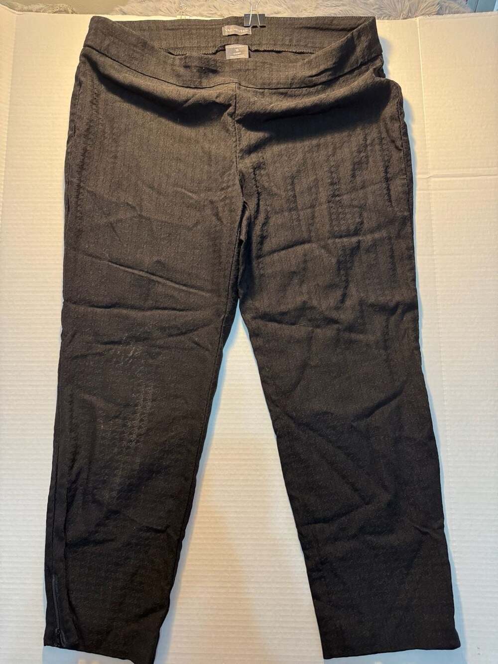 Van Heusen Pants Size 16 Short Black Stretch Extensible Zip Ankle